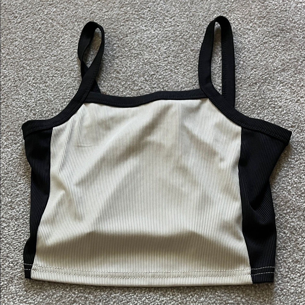 Black and White Striped Crop Top
